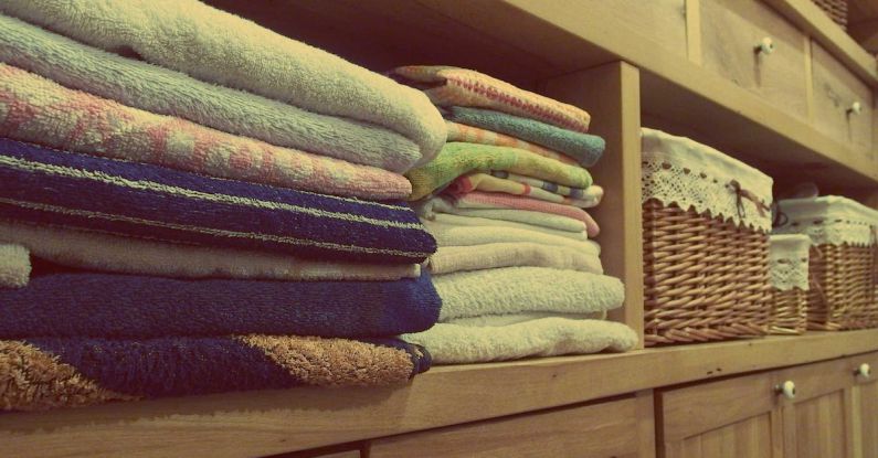Laundry Room - Stack of Towels on Rack