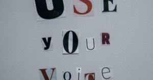 Activities Choice - Use Your Voice inscription on gray background