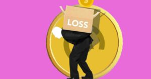 Financial Challenge - Illustration of man carrying box of financial loss on back