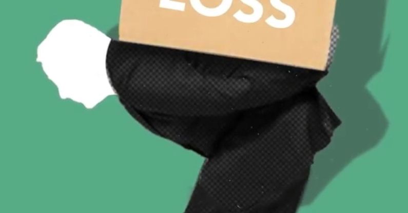 Debt Management - Illustration of man carrying carton box with loss inscription