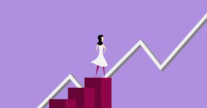 Income Increase - Illustration of woman analyzing financial line graphic